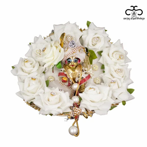 White Floral Laddu Gopal Poshak