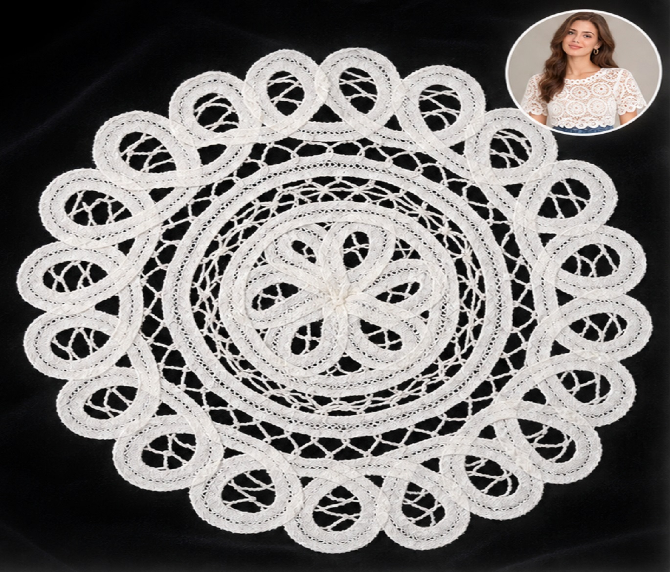 White Lace Fabric Decorative Floral Lace Panel for Garments