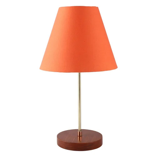 Btr Crafts Elegant Table Lamp With Handmade Conical Orange Shade