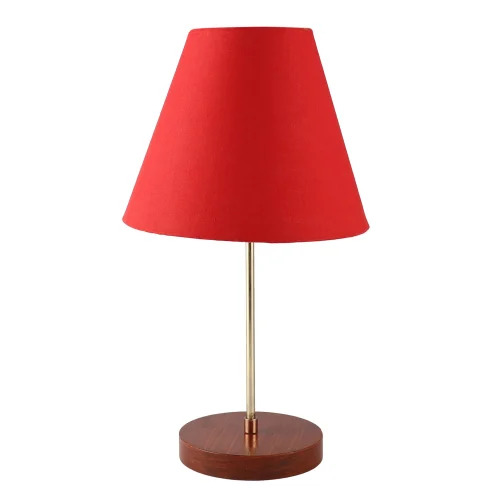 Btr Crafts Elegant Table Lamp With Handmade Conical Red Shade
