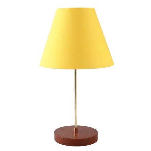 Btr Crafts Elegant Table Lamp With Handmade Conical Yellow Shade