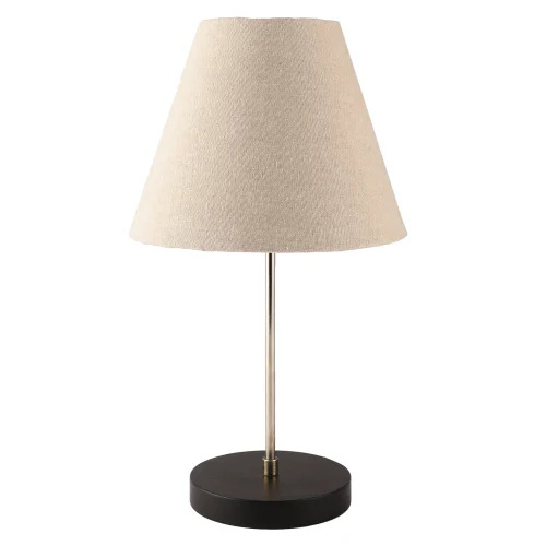 Btr Crafts Silver Table Lamp With Handmade Conical Beige Shade
