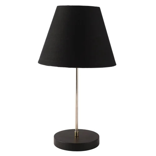 Btr Crafts Silver Table Lamp With Handmade Conical Black Shade