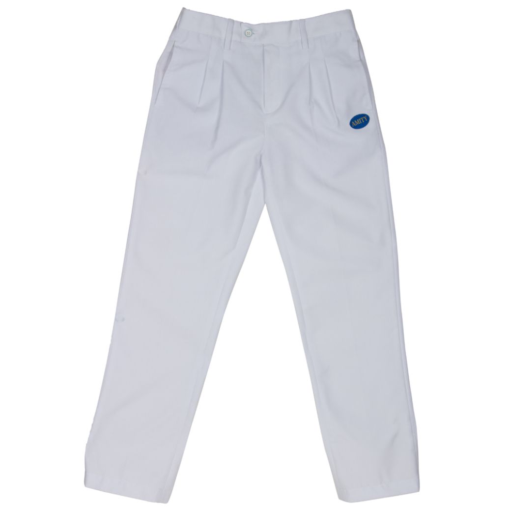 Kids White School Trouser - Fabric Type: Woven