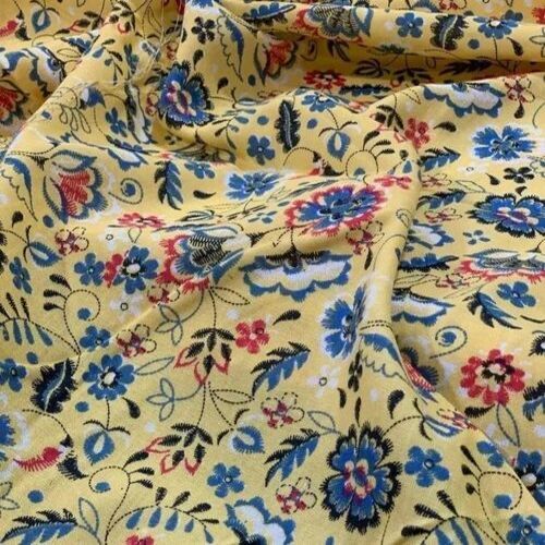 Printed Yellow Rayon Fabric