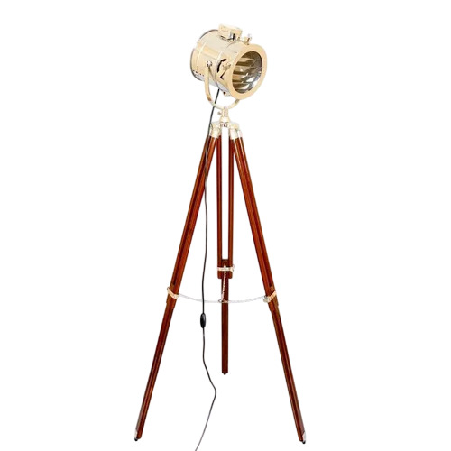 Vintage Spotlight Floor Lamp With Wooden Tripod