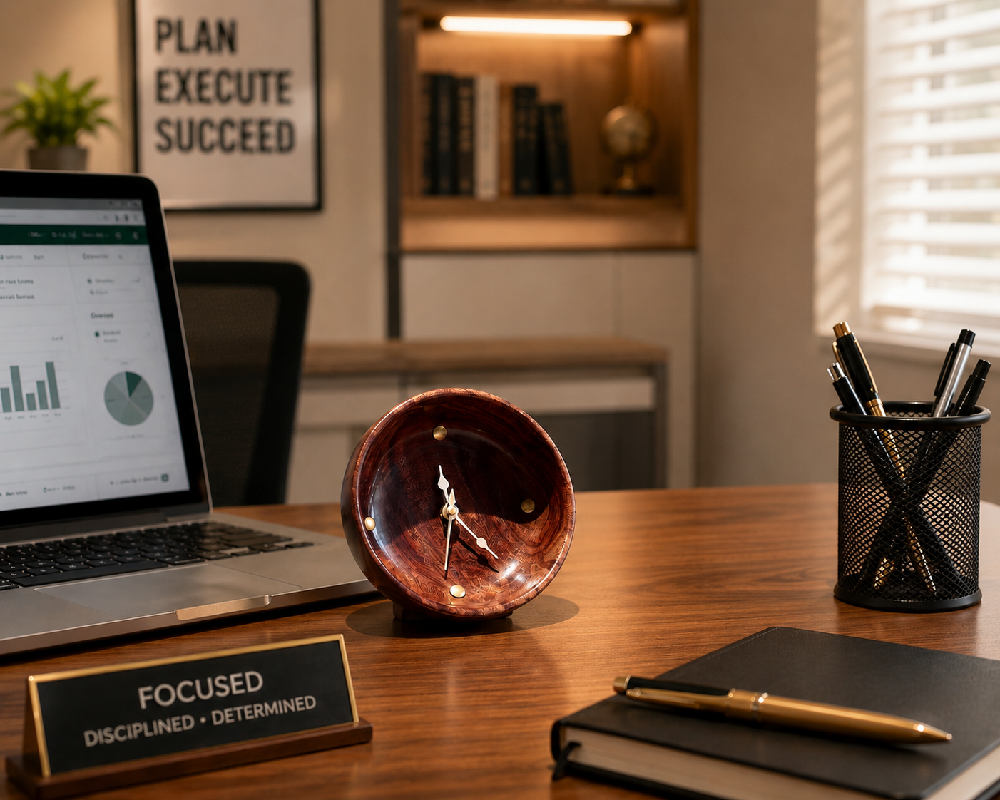 Wooden Table Clock - Shape: Circle