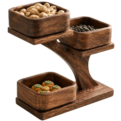 Wooden Table Top Dry Fruit Serving Tray