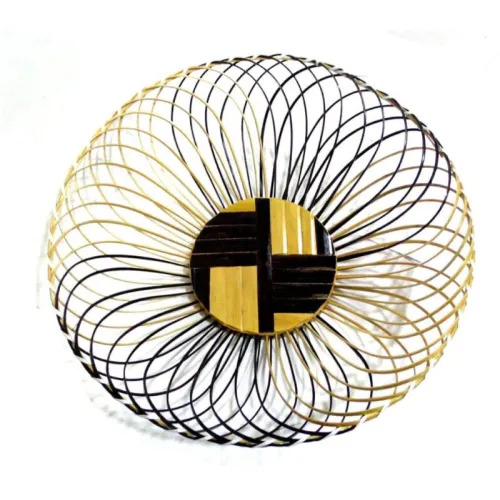 Bamboo Round Fruit Basket - Color: Yellow & Black