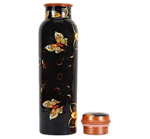 Black Printed Pure Copper Water Bottle