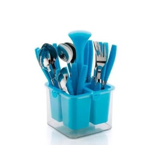 Blue Plastic Ss Cutlery Set