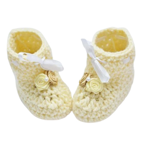 Cream Tulip Crochet Baby Booties