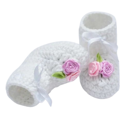 Lily Crochet Wool Baby Booties