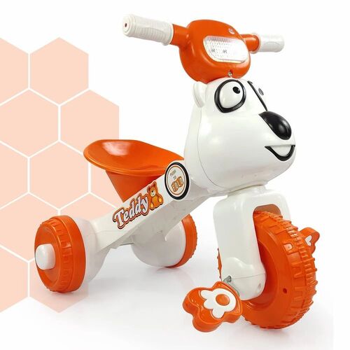 Orange Dash Teddy Foldable Baby Tricycle