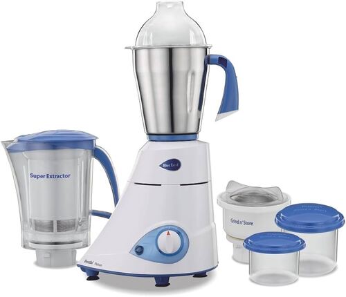 Preethi Blue Leaf Platinum Mixer Grinder - White, 4 Jars, 550W | Durable, Long Lasting, Box Packed