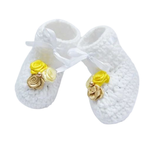 Sunflower Handmade Woolen Flower Booties