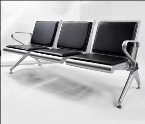 3 Seaters Black Stainless Steel Waiting Chair