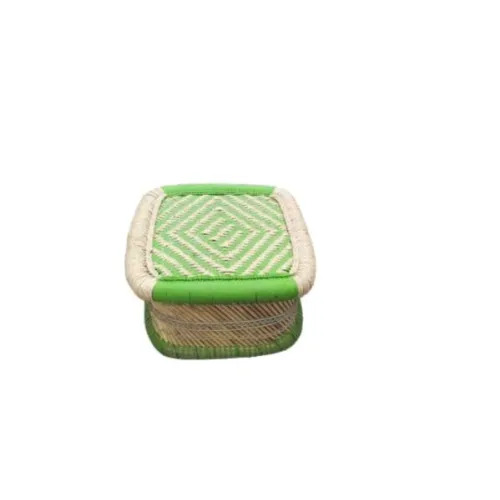 Durable Natural Moonj Bamboo Square Mudda Stool