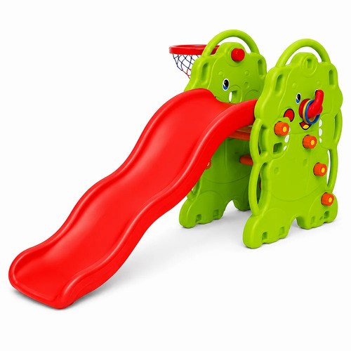 Kids Elephant Slide With Basketball Hoop