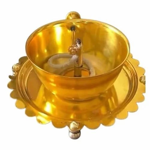 5 Inch Golden Brass Akhand Diya