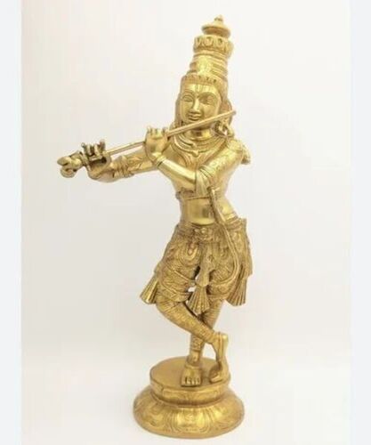 Brass Lord Krishna Statue With Flute