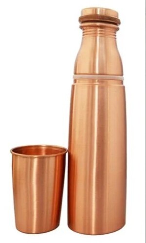 Copper Water Bottle With Glass Set