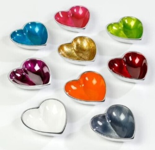 Decorative Heart Shaped Red Metallic Bowl