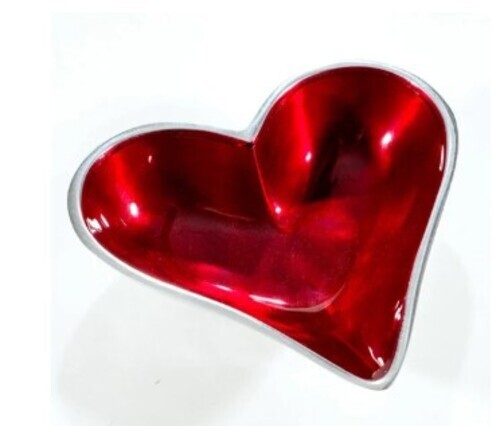 Heart Shaped Red Metallic Bowl