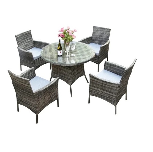 2 Seater Garden Wicker Table Chair Set - Assembly: No Assembly Required
