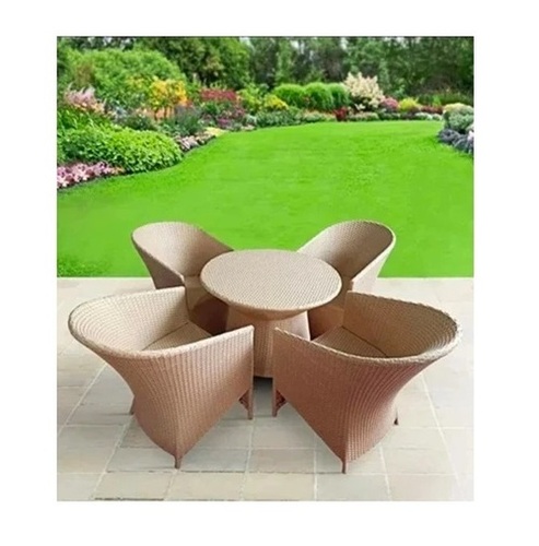 4 Seater Off White Rattan Outdoor Table Chair Set