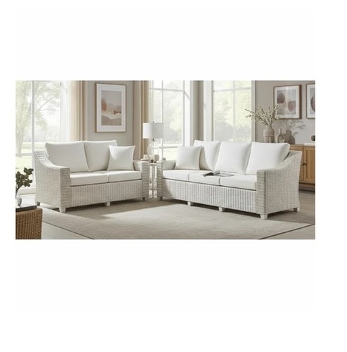 5 Seater White Rattan Indoor Sofa Set