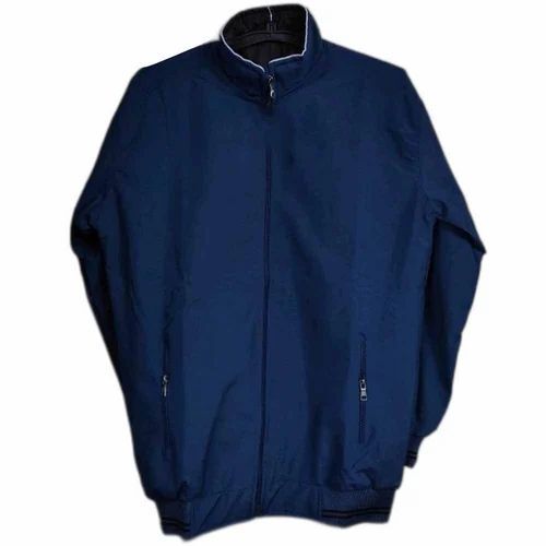 Men Blue Polyester Fleece Jacket