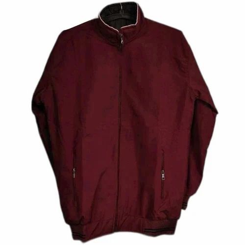 Men Maroon Polyester Fleece Jacket - XL, Full Sleeves, Collar Neck | Lightweight, Breathable, Waterproof, Quick Dry