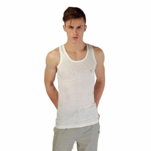 Men White Plain Vest