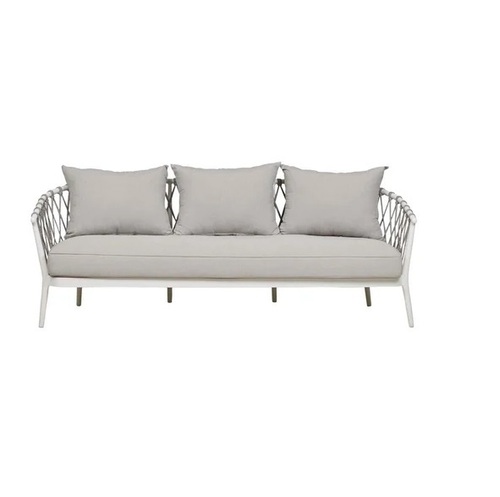 3 Seater Beige Garden Wicker Sofa