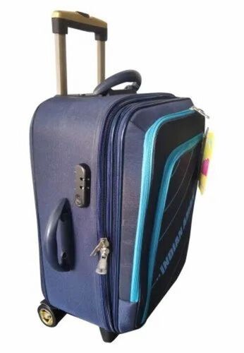 Blue Polyester Luggage Trolley Bag