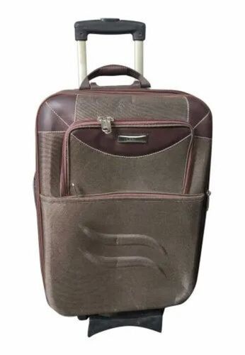 Brown Polyester Luggage Trolley Bag