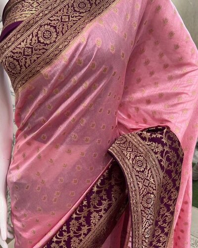 Pink Printed Chiffon Saree