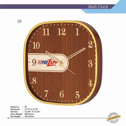 Square Wall Clock - Color: White