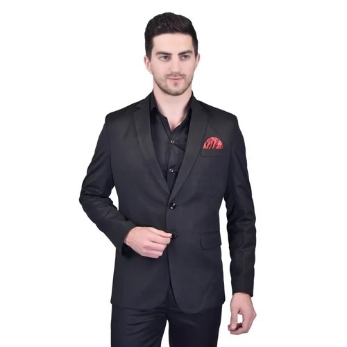 Black Cotton Mens Blazer