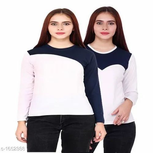Ladies Round Neck Cotton T Shirt