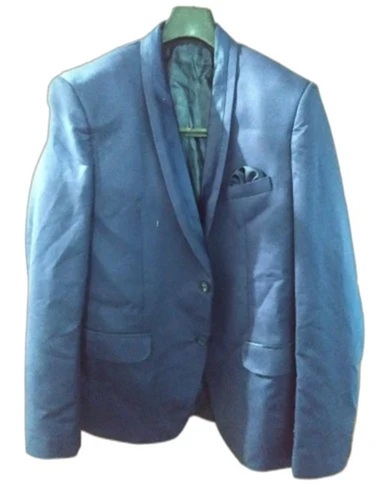 Men Blue Polyester Blazer