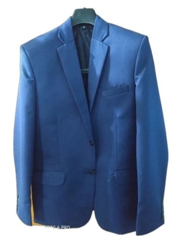 Men Full Sleeve Blue Cotton Blazer