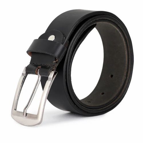 Men Plain Formal Black Leather Belt