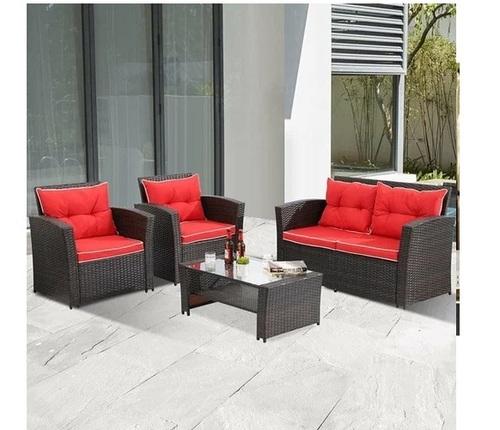 Outdoor Wicker Four Seater Sofa Set