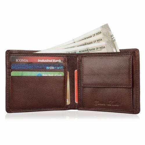 Plain Brown Men Leather Wallet