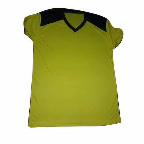 V Neck Men Plain Football T Shirt - Polyester, Multiple Sizes, Yellow, Half Sleeves | Lightweight, Breathable, Quick Dry, Comfortable Fit