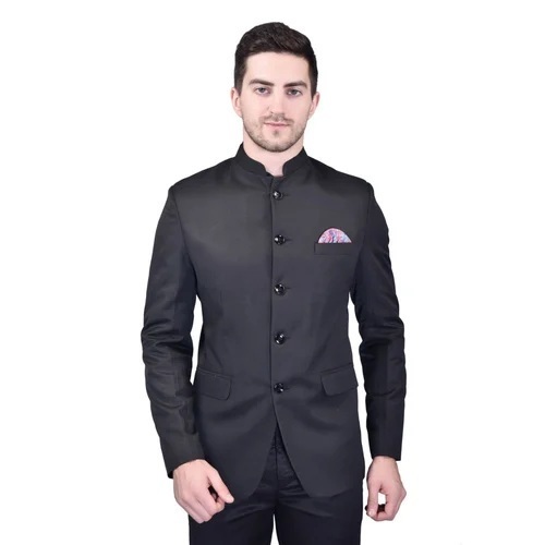 Wedding Wear Black Cotton Mens Blazer