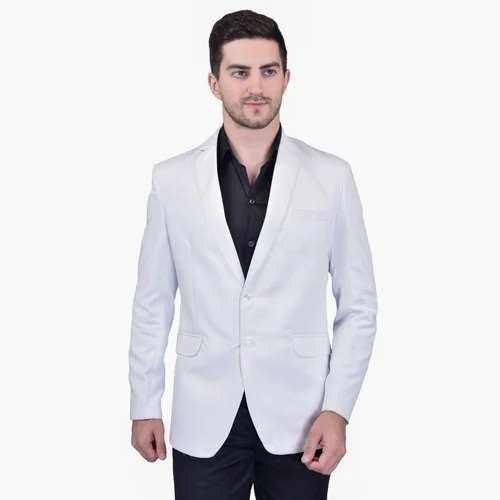 White Mens Polyester Full Sleeve Blazer