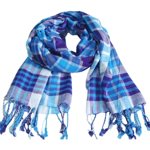 Blue Check Viscose Scarves